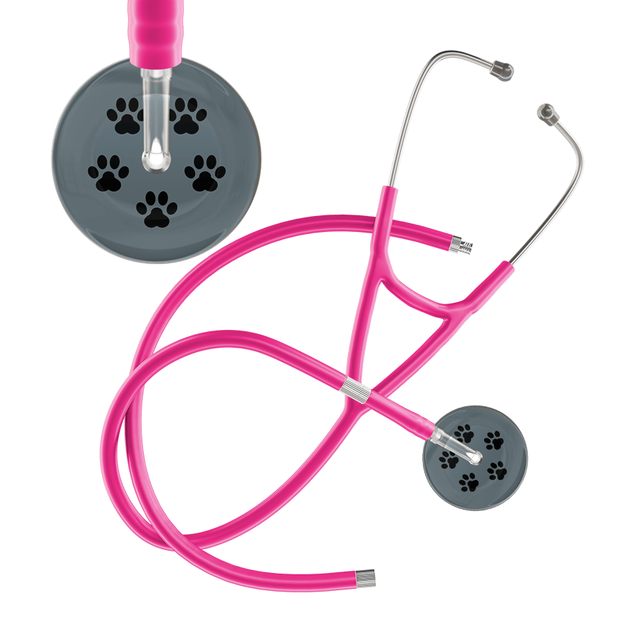 Black Paw Print Dark Background Cardiology Stethoscope