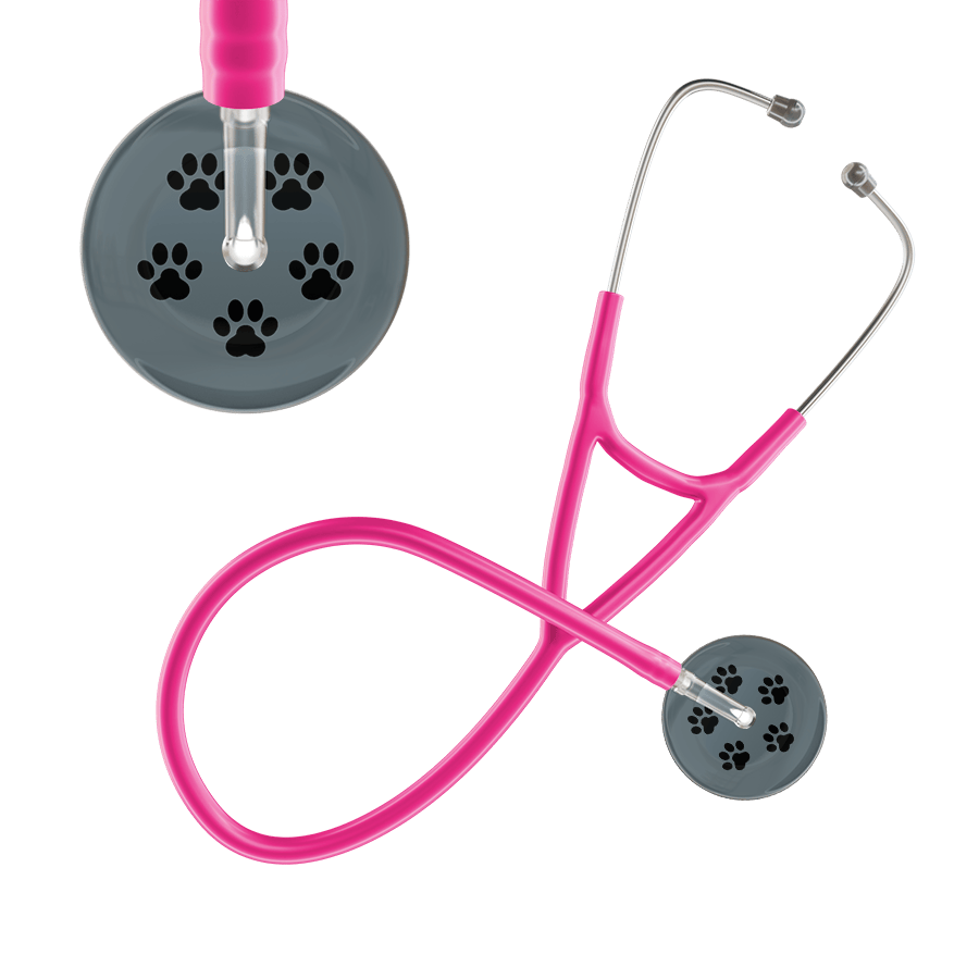 Black Paw Print Dark Background Cardiology Stethoscope