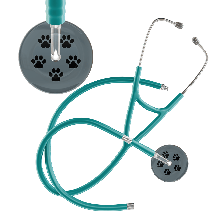 Ultrascope Single Stethoscope Black Paw Granite Background / Adult / Jade Extended Tubing Black Paw Print Dark Background Cardiology Stethoscope