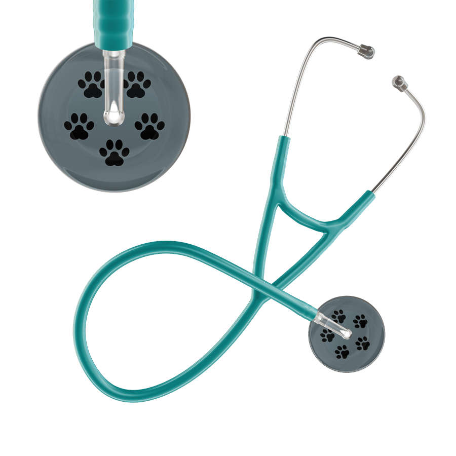 Black Paw Print Dark Background Cardiology Stethoscope