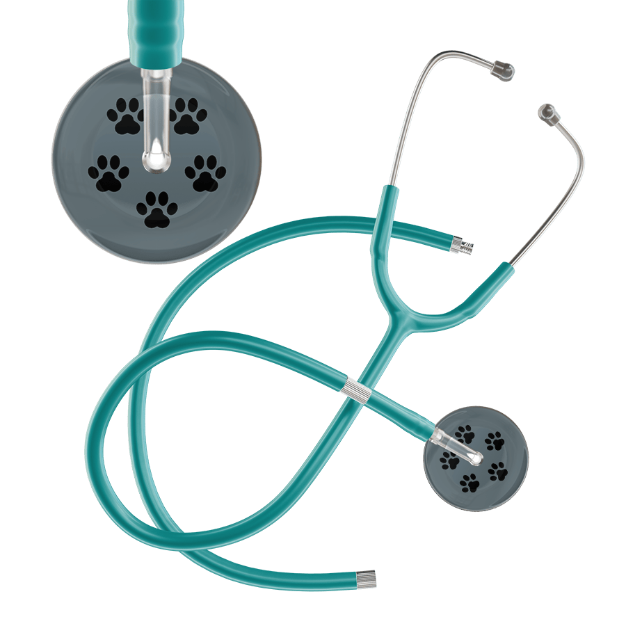 Ultrascope Single Stethoscope Black Paw Granite Background / Adult / Jade Extended Tubing Black Paw Print Dark Background Stethoscope
