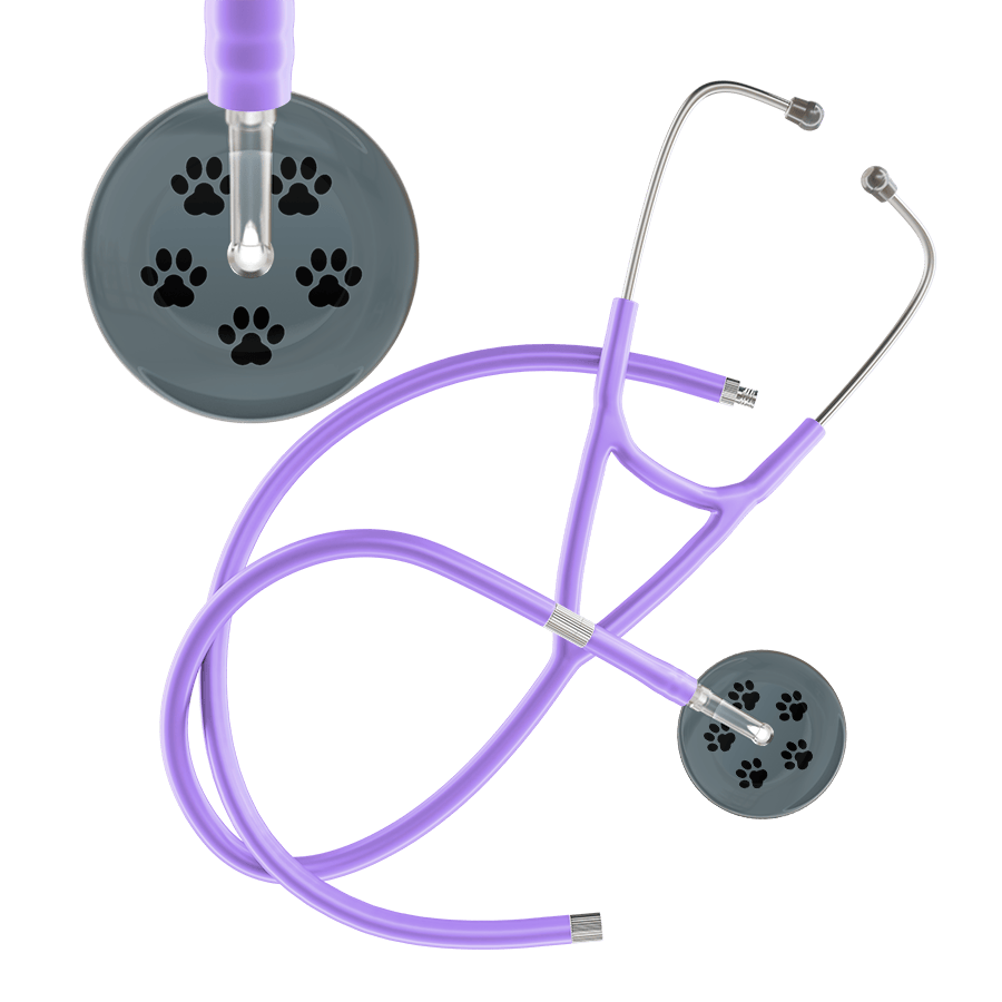 Black Paw Print Dark Background Cardiology Stethoscope
