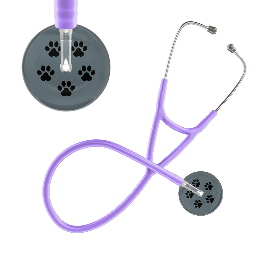 Black Paw Print Dark Background Cardiology Stethoscope