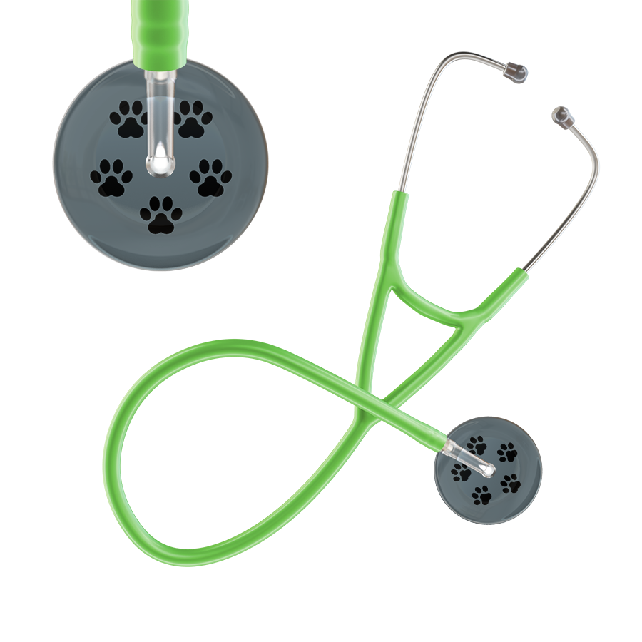 Black Paw Print Dark Background Cardiology Stethoscope