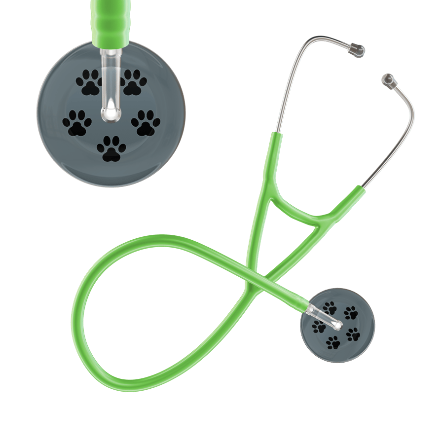 Ultrascope Single Stethoscope Black Paw Granite Background / Adult / Lime Green Black Paw Print Dark Background Cardiology Stethoscope