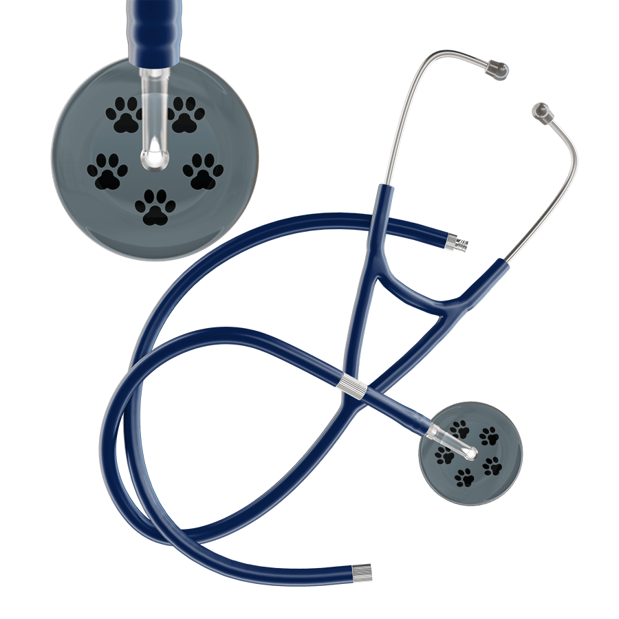 Black Paw Print Dark Background Cardiology Stethoscope