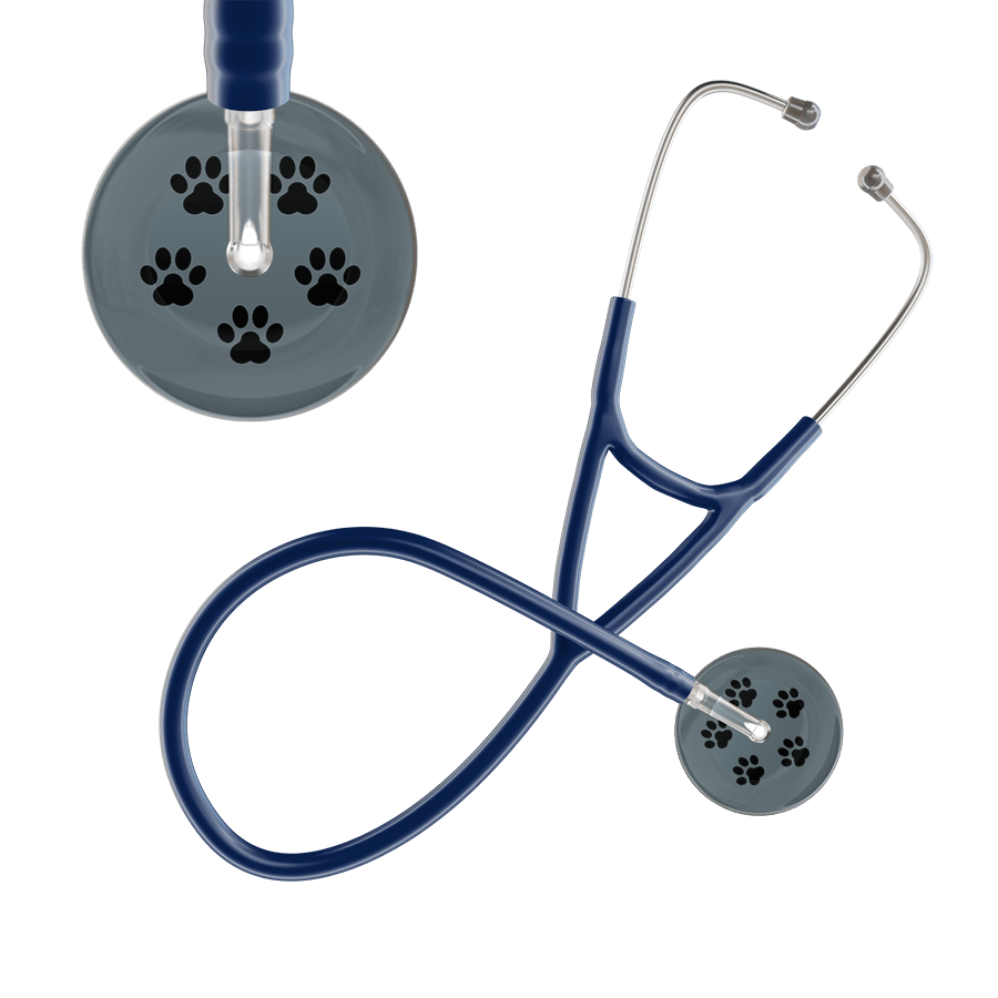 Black Paw Print Dark Background Cardiology Stethoscope