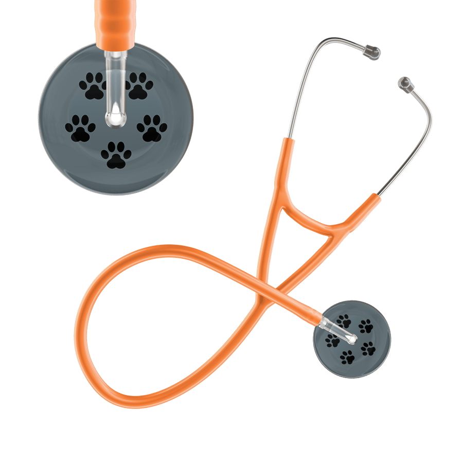 Ultrascope Single Stethoscope Black Paw Granite Background / Adult / Orange Black Paw Print Dark Background Cardiology Stethoscope