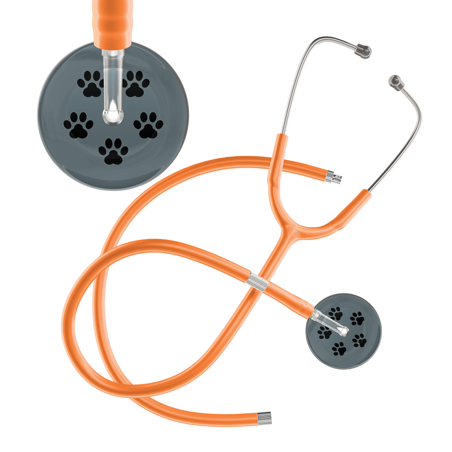 Ultrascope Single Stethoscope Black Paw Granite Background / Adult / Orange Extended Tubing Black Paw Print Dark Background Stethoscope