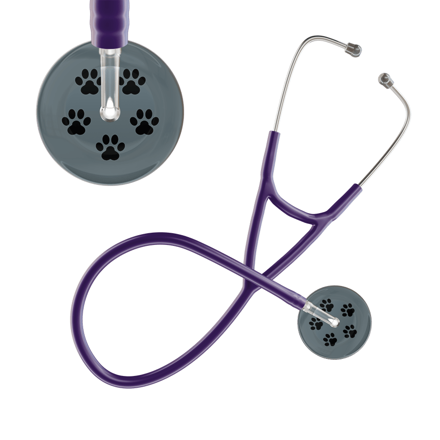 Ultrascope Single Stethoscope Black Paw Granite Background / Adult / Purple Black Paw Print Dark Background Cardiology Stethoscope