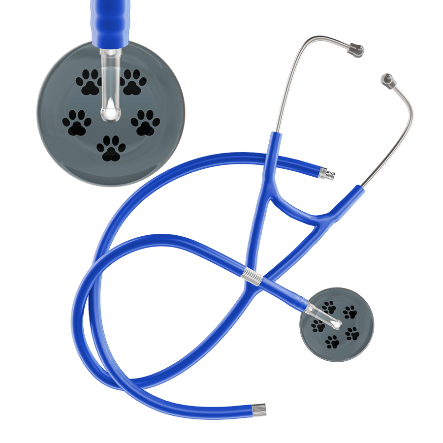 Black Paw Print Dark Background Cardiology Stethoscope
