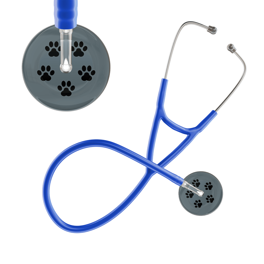 Ultrascope Single Stethoscope Black Paw Granite Background / Adult / Royal Blue Black Paw Print Dark Background Cardiology Stethoscope