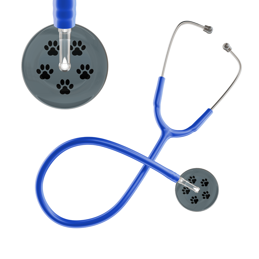 Ultrascope Single Stethoscope Black Paw Granite Background / Adult / Royal Blue Black Paw Print Dark Background Stethoscope