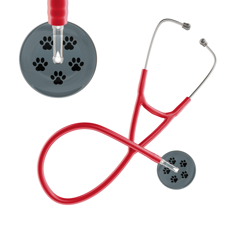 Ultrascope Single Stethoscope Black Paw Granite Background / Adult / Red Black Paw Print Dark Background Cardiology Stethoscope