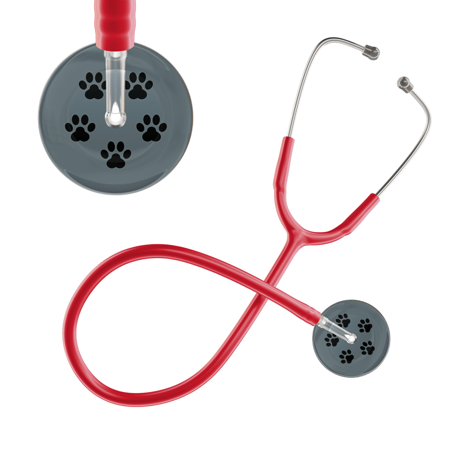 Ultrascope Single Stethoscope Black Paw Granite Background / Adult / Red Black Paw Print Dark Background Stethoscope