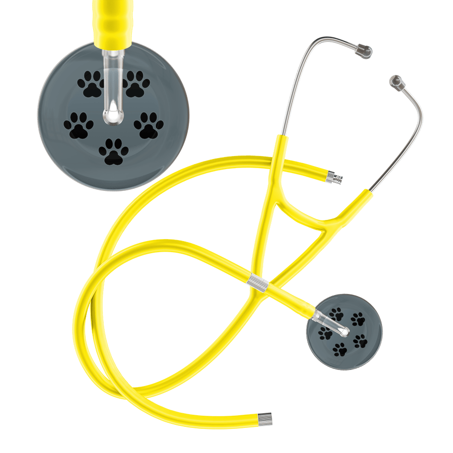 Black Paw Print Dark Background Cardiology Stethoscope