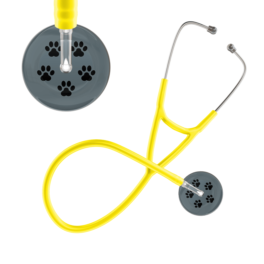 Black Paw Print Dark Background Cardiology Stethoscope