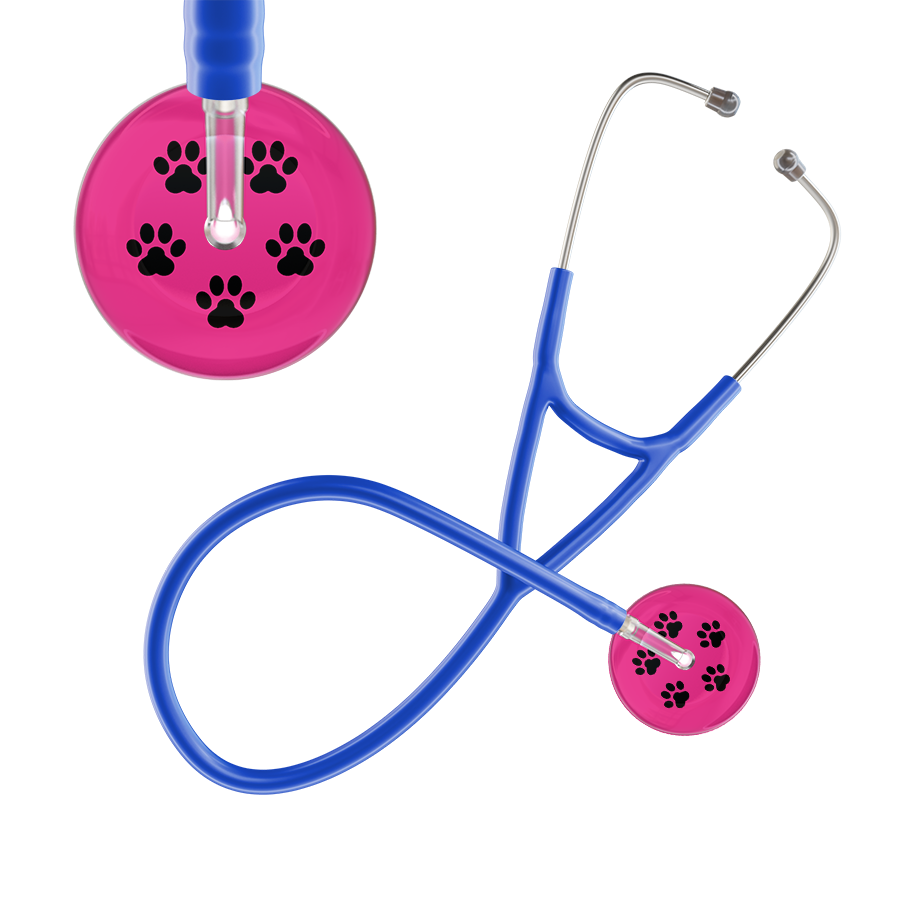 Black Paw Print Light Background Cardiology Stethoscope