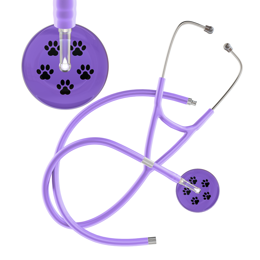 Black Paw Print Light Background Cardiology Stethoscope