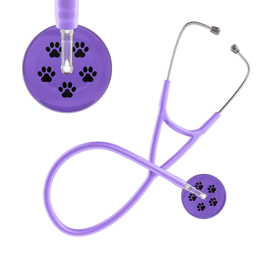 Ultrascope Single Stethoscope Black Paw Lavender Background / Adult / Lavender Black Paw Print Light Background Cardiology Stethoscope