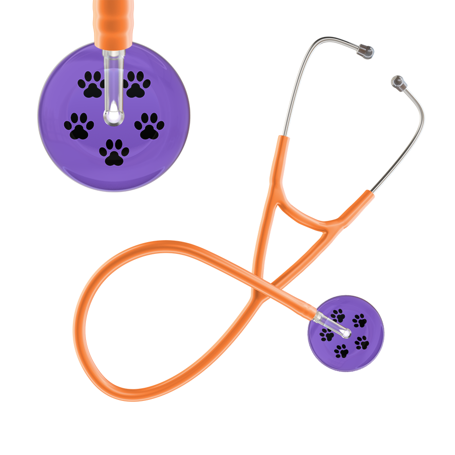 Black Paw Print Light Background Cardiology Stethoscope