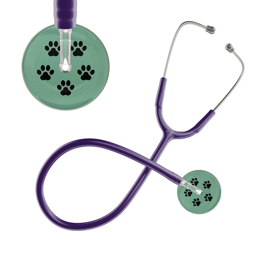 Ultrascope Single Stethoscope Black Paw Sage Background / Adult / Purple Black Paw Print Light Background Stethoscope
