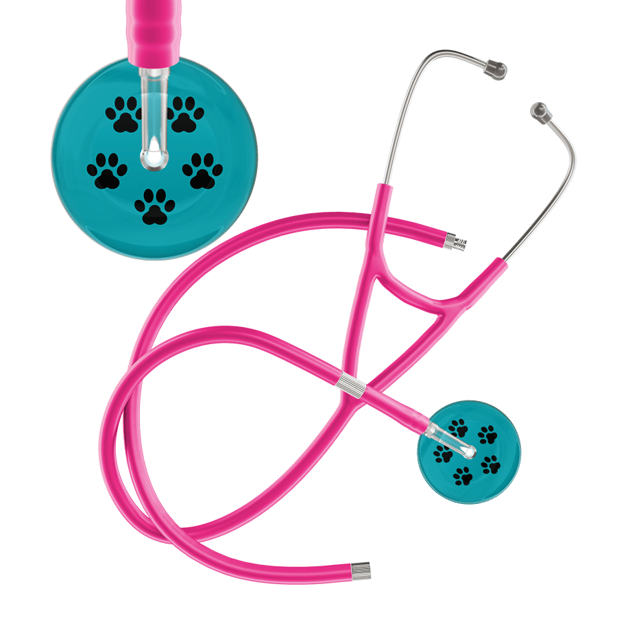 Black Paw Print Dark Background Cardiology Stethoscope