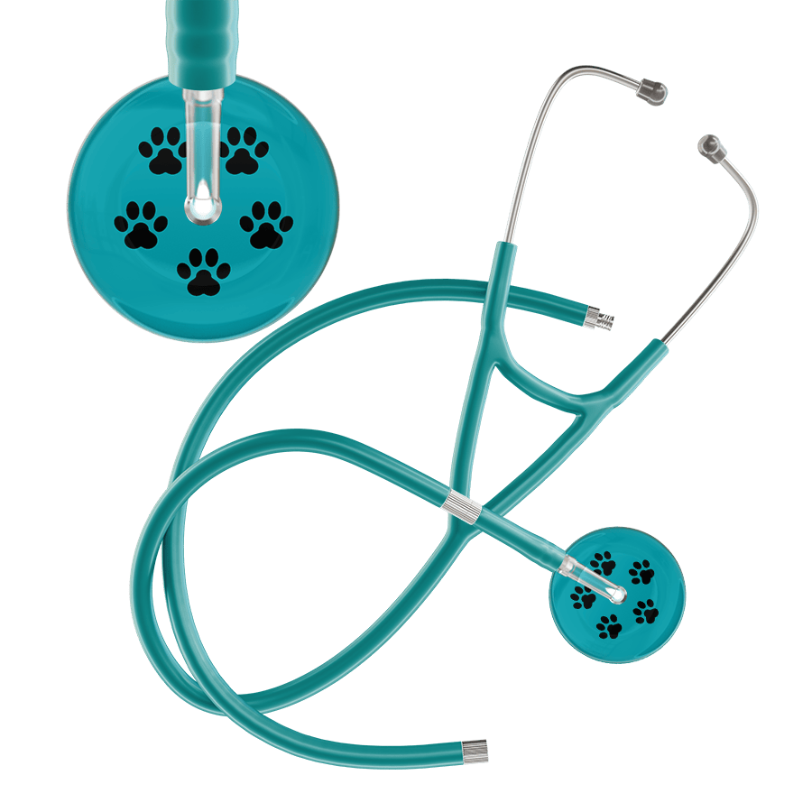 Black Paw Print Dark Background Cardiology Stethoscope