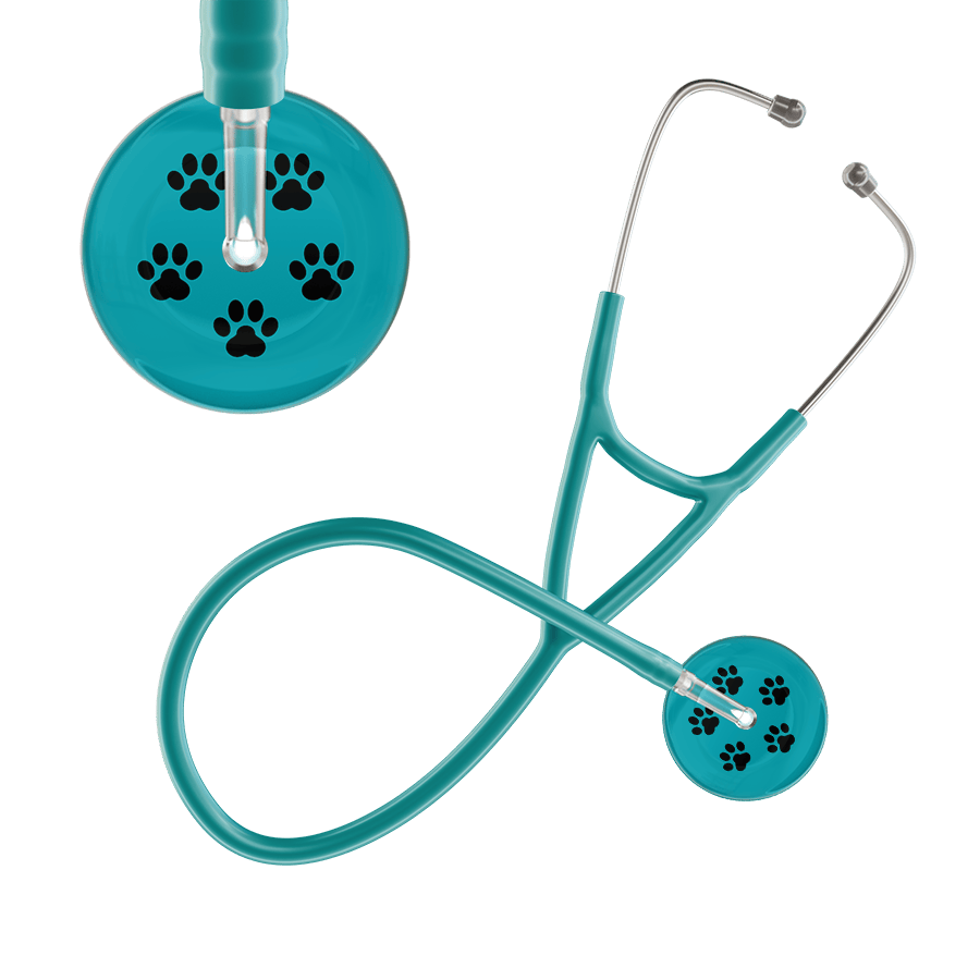 Black Paw Print Dark Background Cardiology Stethoscope