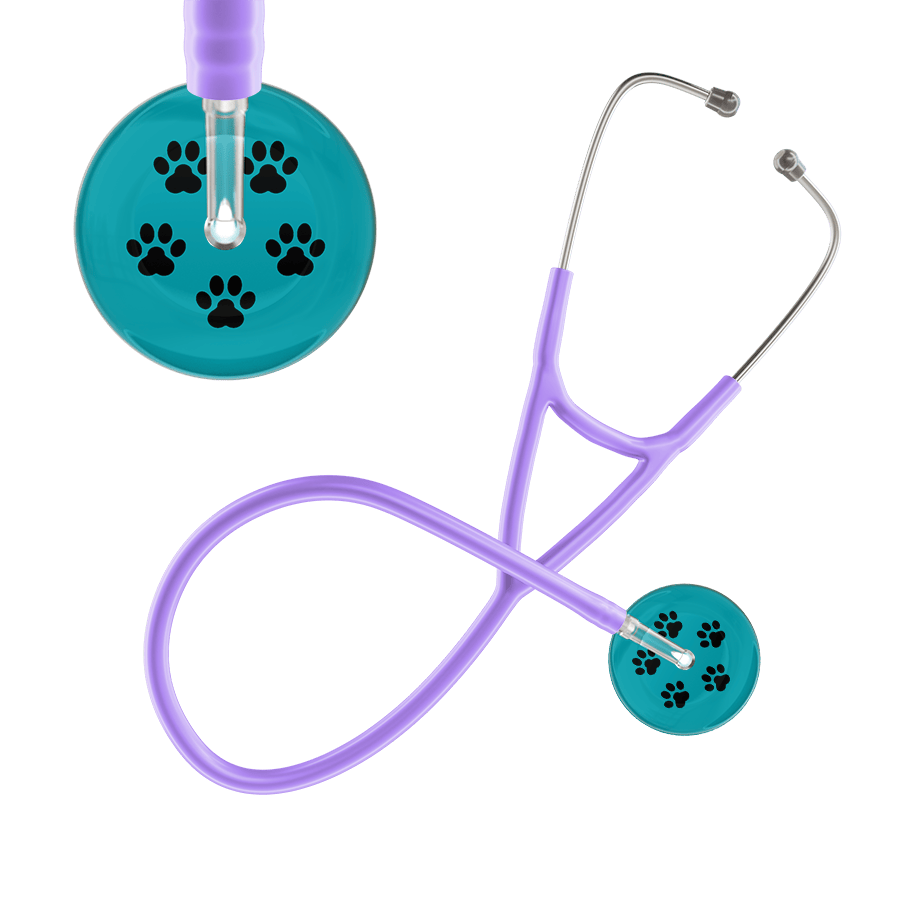 Black Paw Print Dark Background Cardiology Stethoscope