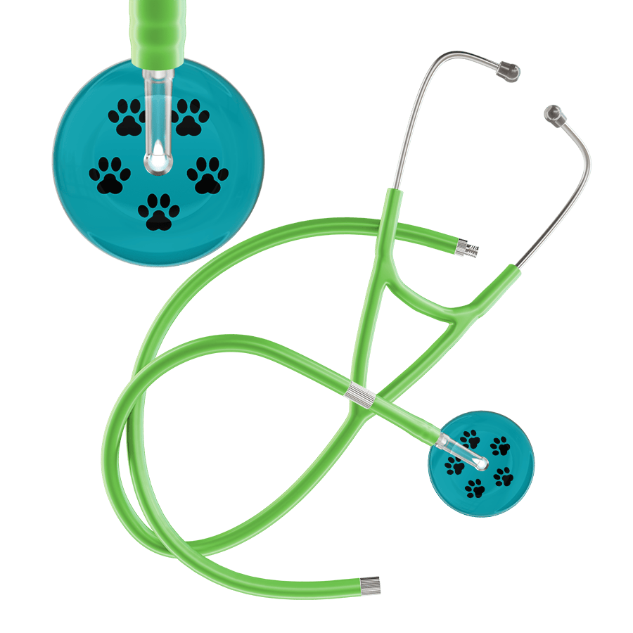 Black Paw Print Dark Background Cardiology Stethoscope