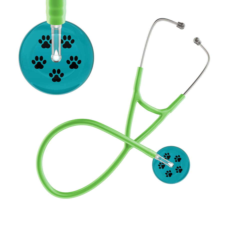 Black Paw Print Dark Background Cardiology Stethoscope