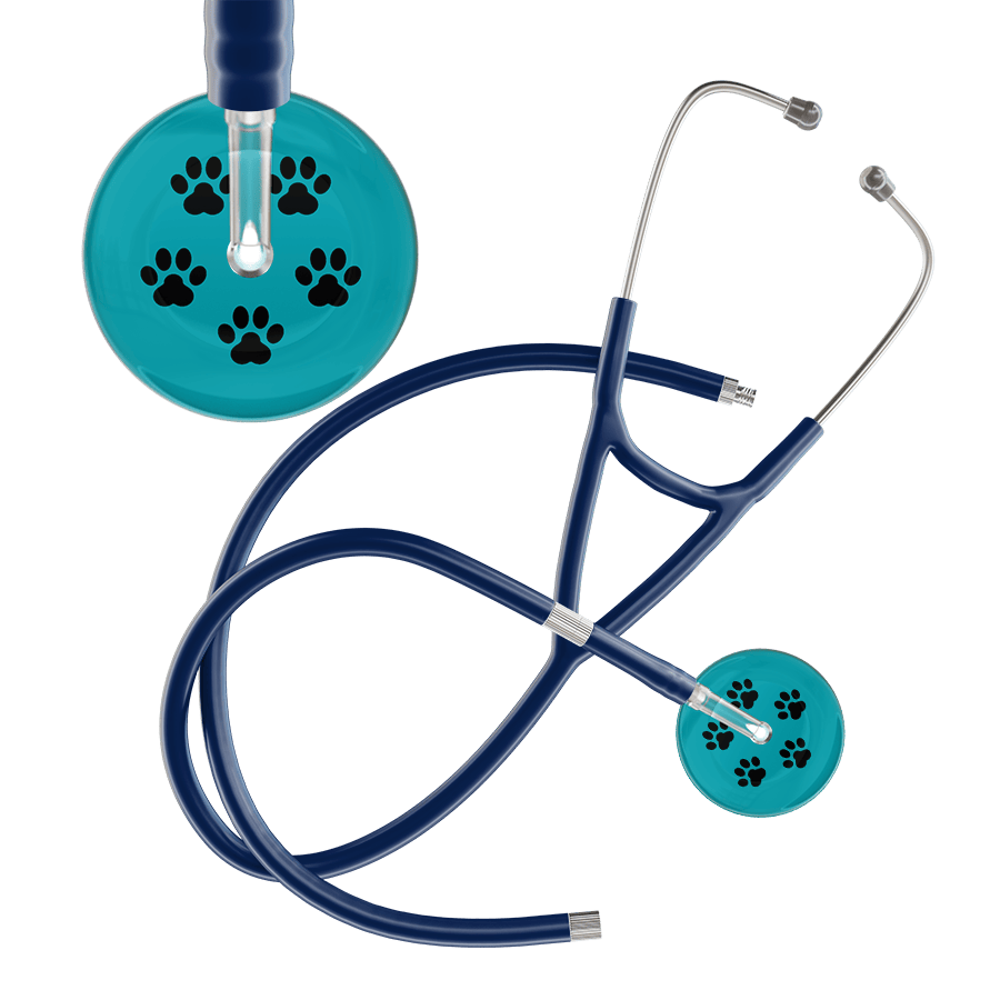 Black Paw Print Dark Background Cardiology Stethoscope