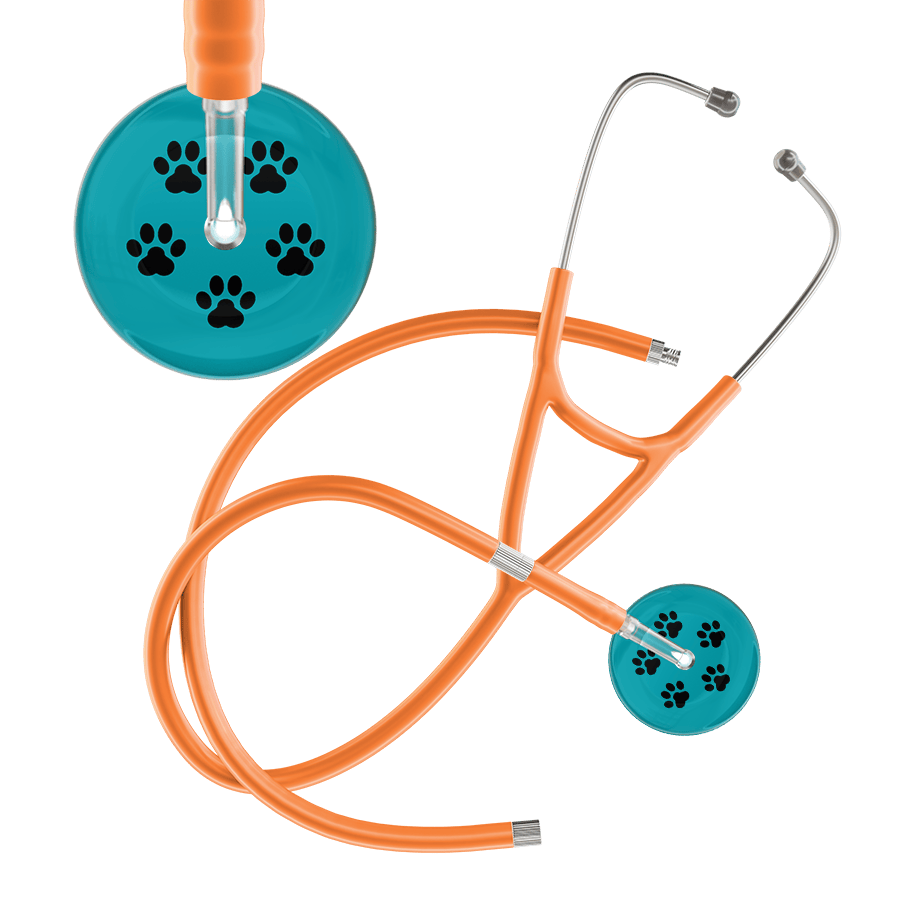 Black Paw Print Dark Background Cardiology Stethoscope