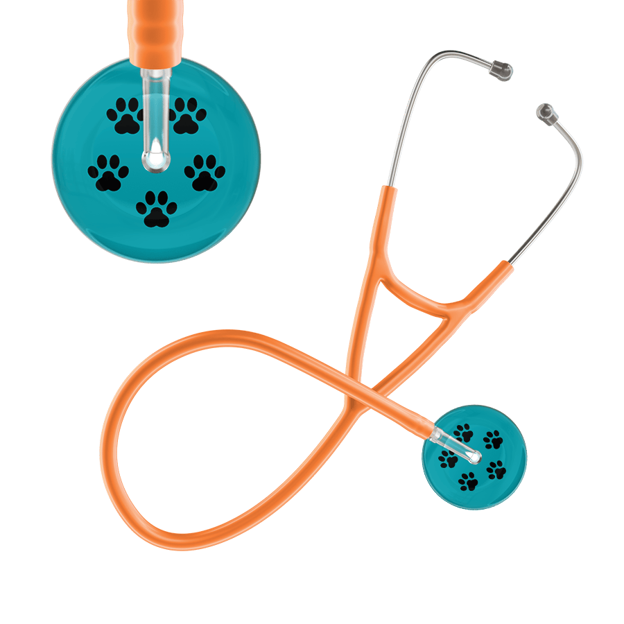 Black Paw Print Dark Background Cardiology Stethoscope