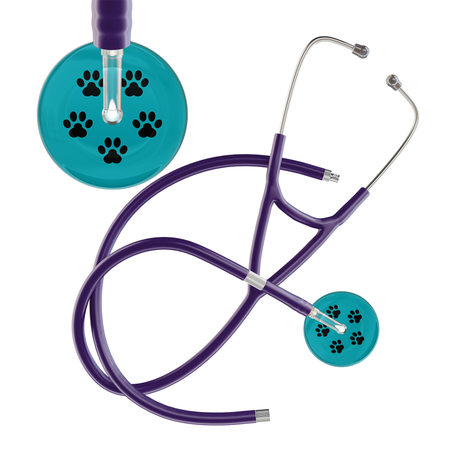 Black Paw Print Dark Background Cardiology Stethoscope