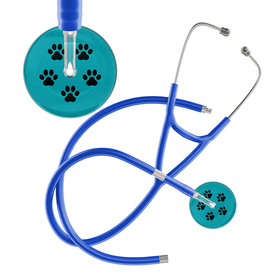 Black Paw Print Dark Background Cardiology Stethoscope