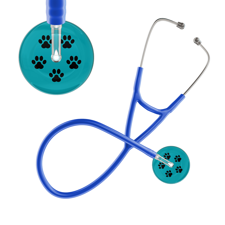 Black Paw Print Dark Background Cardiology Stethoscope