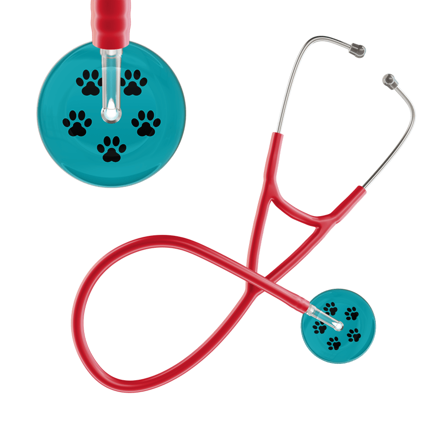 Black Paw Print Dark Background Cardiology Stethoscope