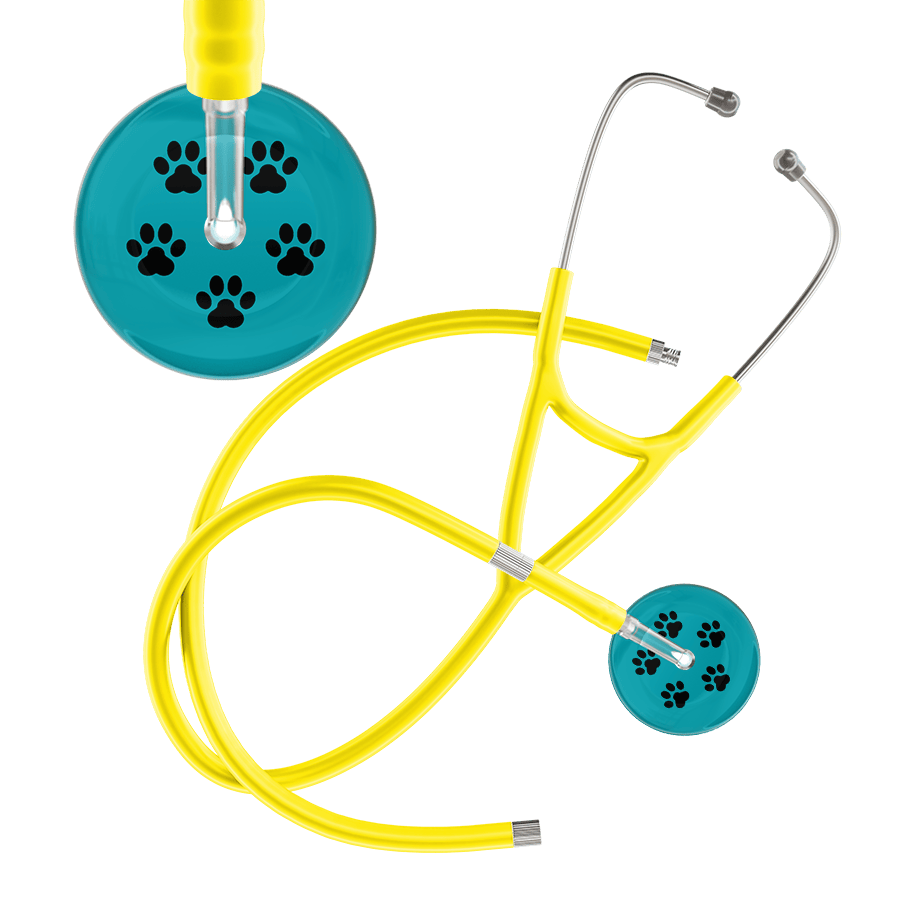 Black Paw Print Dark Background Cardiology Stethoscope