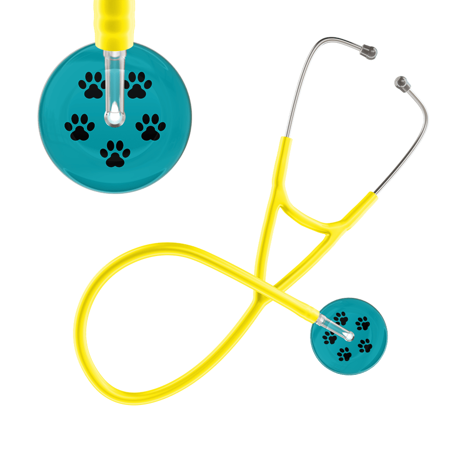 Black Paw Print Dark Background Cardiology Stethoscope