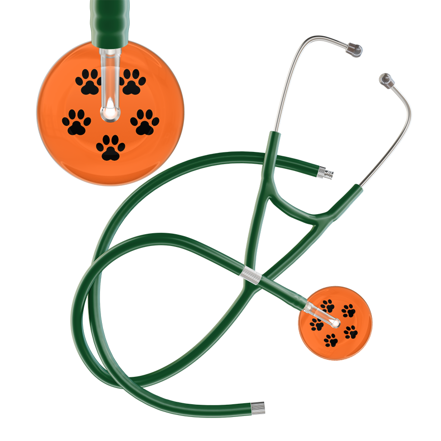 Black Paw Print Dark Background Cardiology Stethoscope