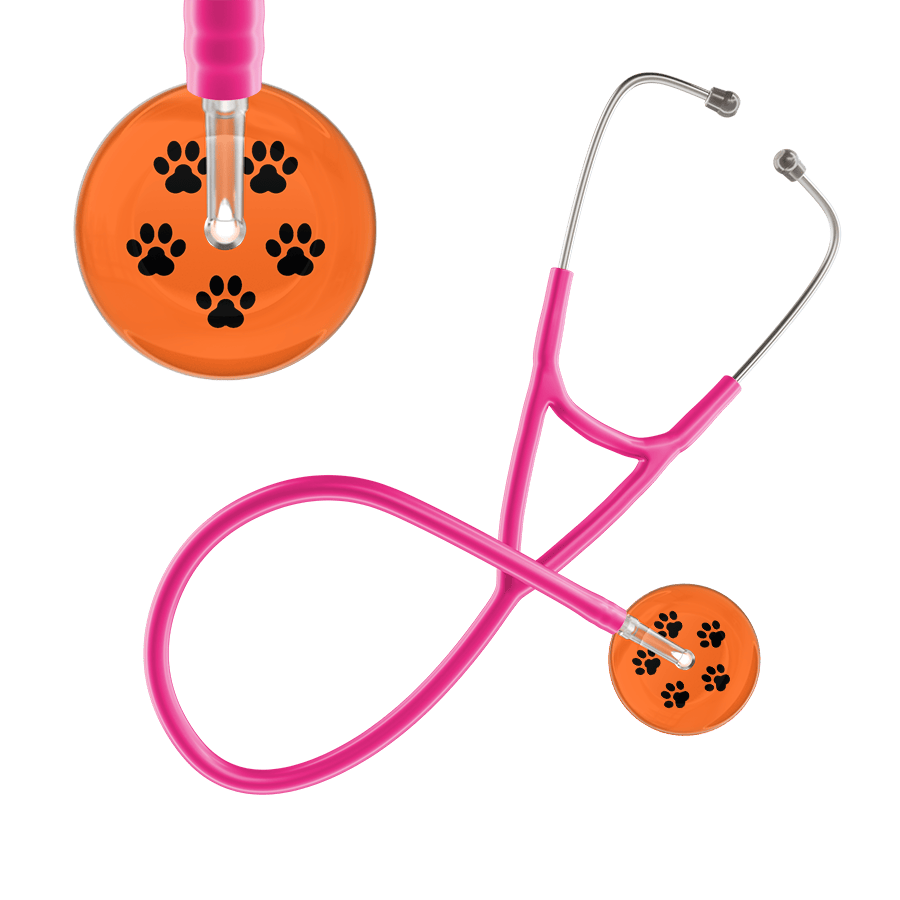 Black Paw Print Dark Background Cardiology Stethoscope