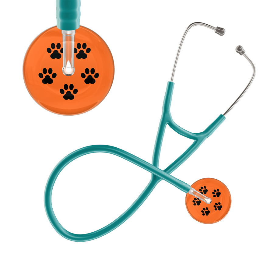 Black Paw Print Dark Background Cardiology Stethoscope