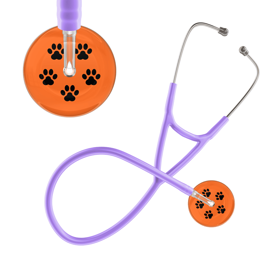 Black Paw Print Dark Background Cardiology Stethoscope