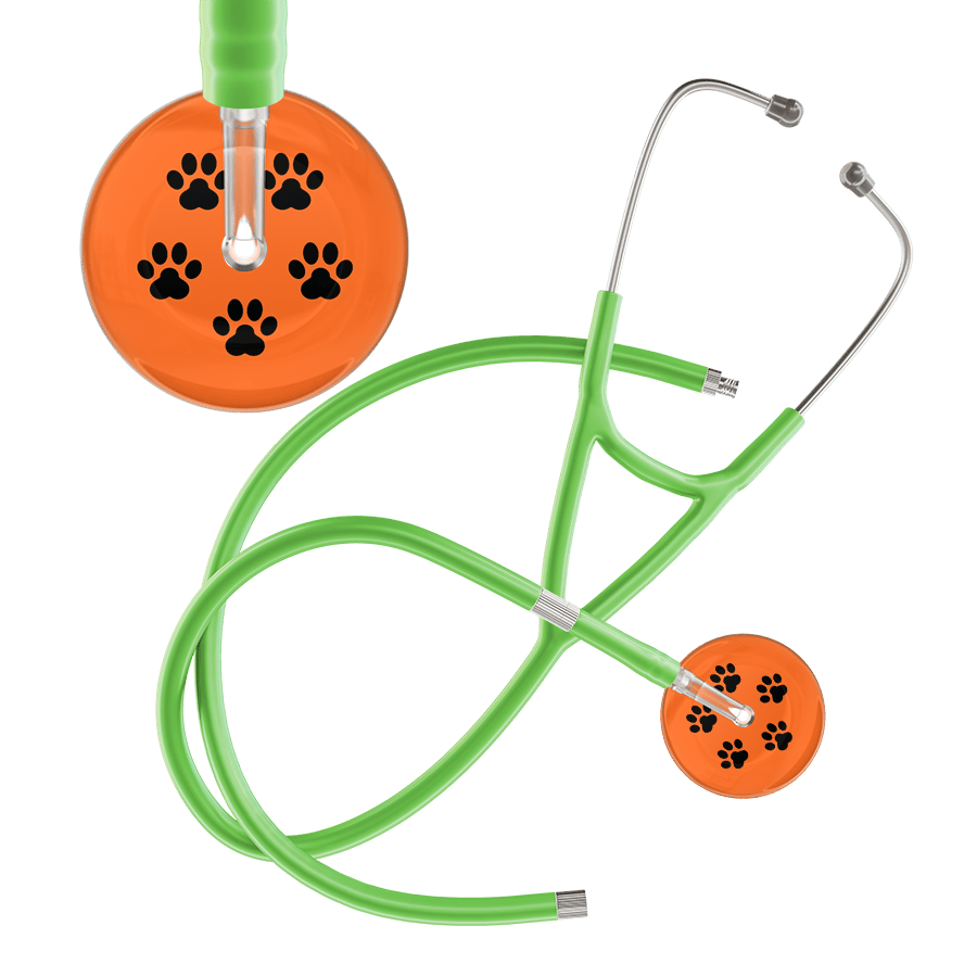 Black Paw Print Dark Background Cardiology Stethoscope
