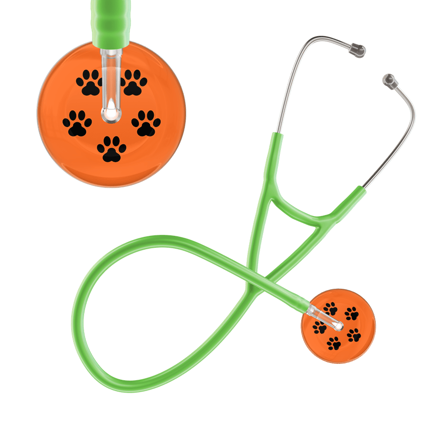 Black Paw Print Dark Background Cardiology Stethoscope