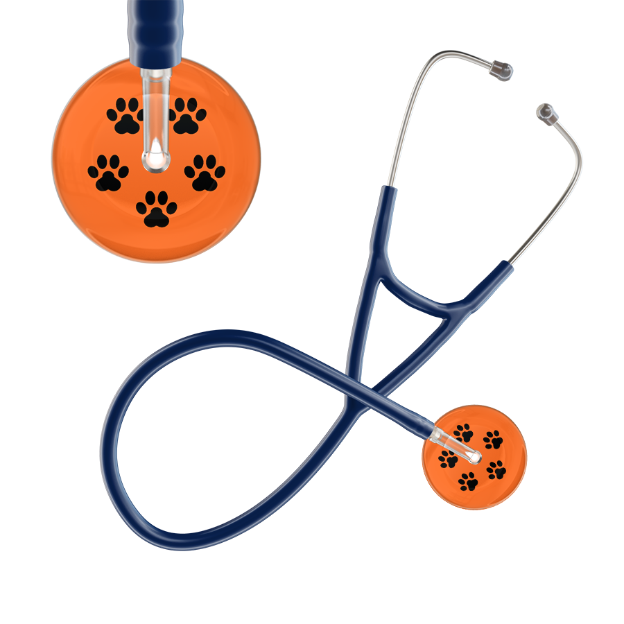 Black Paw Print Dark Background Cardiology Stethoscope
