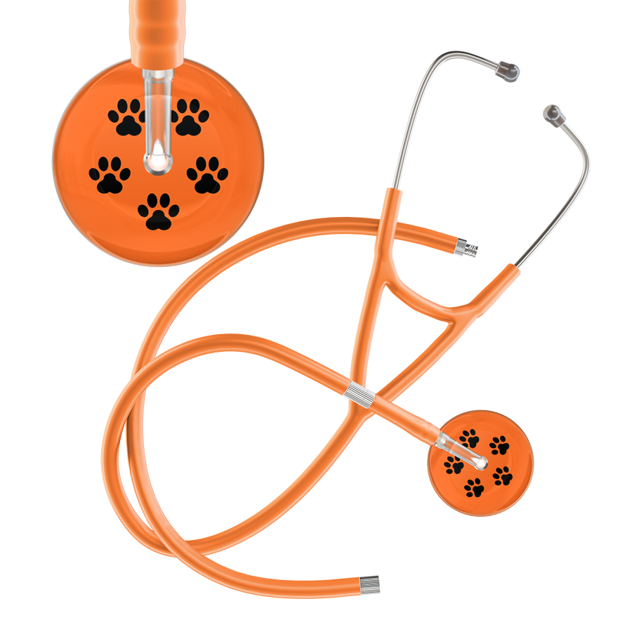 Black Paw Print Dark Background Cardiology Stethoscope