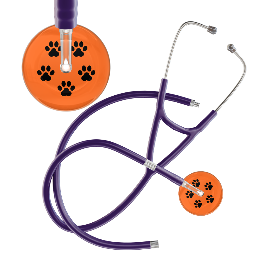 Black Paw Print Dark Background Cardiology Stethoscope